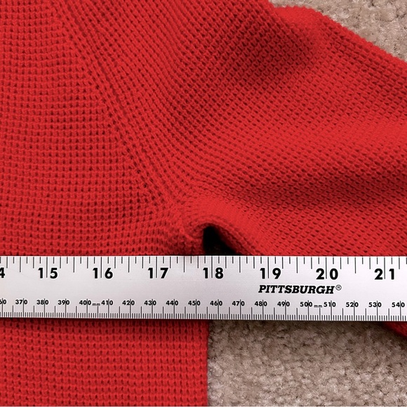 Lauren Ralph Lauren Red Waffle Print Hooded Sweater - Picture 6 of 7